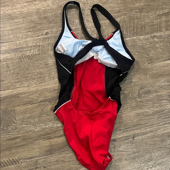 Nike Red and Black Athletic Swimsuit - Picture 4 of 5